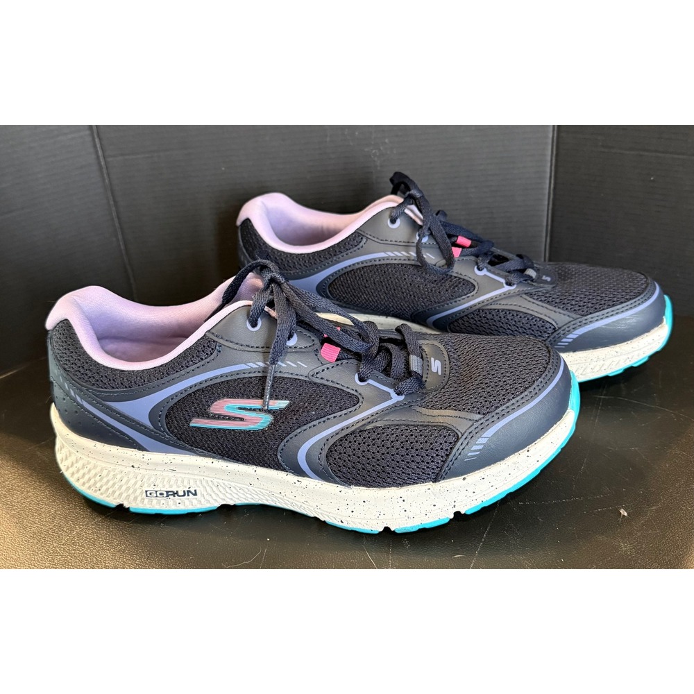 Skechers 8.5 Go Run Vivid Horizon Sneakers Navy Lavender Air Cooled Goga Mat